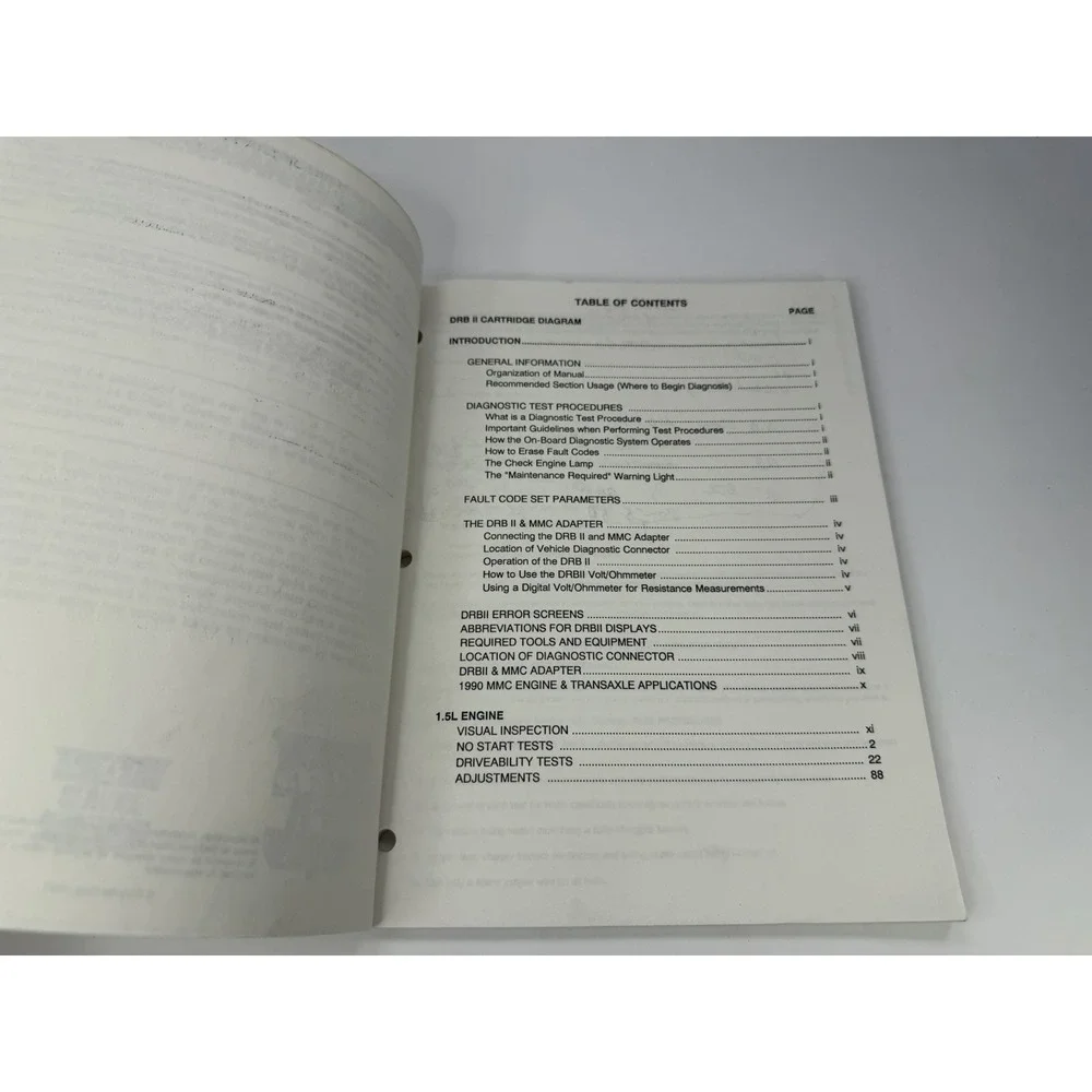 Chrysler Motors 1991 1.5L SOHC EFI MPI Diagnostic Procedures Manual Colt Summit